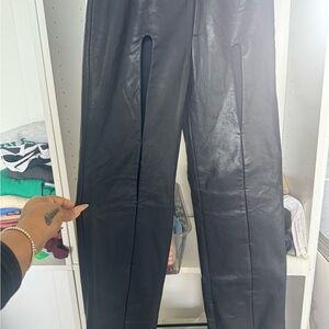The KRIPT Black Leather Cut Out Pants